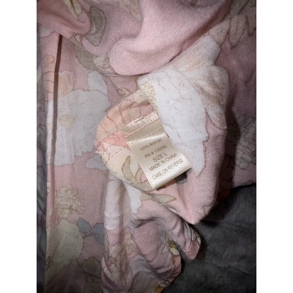 3rd + Malt Dress Women's Large Pink Floral Ruched Top Bows Cottagecore Coquette - Picture 3 of 10